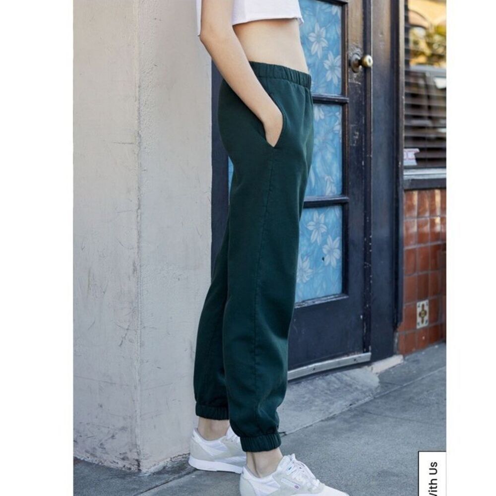 John Galt Brandy Melville ROSA EXTRA THICK Sweatpants Hunter GREEN Joggers OS